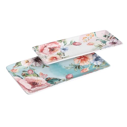 Margret's Garden Ceramic 14 inch Rectangular Serving Platter (Margret's Garden)