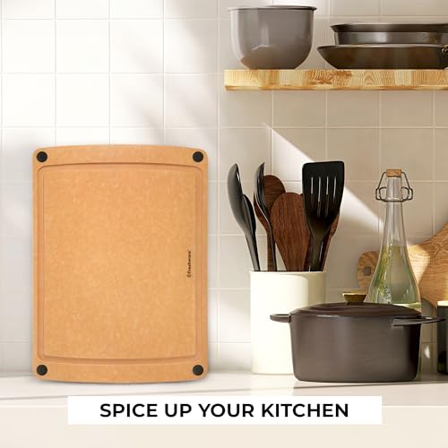 Wood Cutting Board for Kitchen (12" x 9" [Groove] [Natural] / 12"L x 9"W)