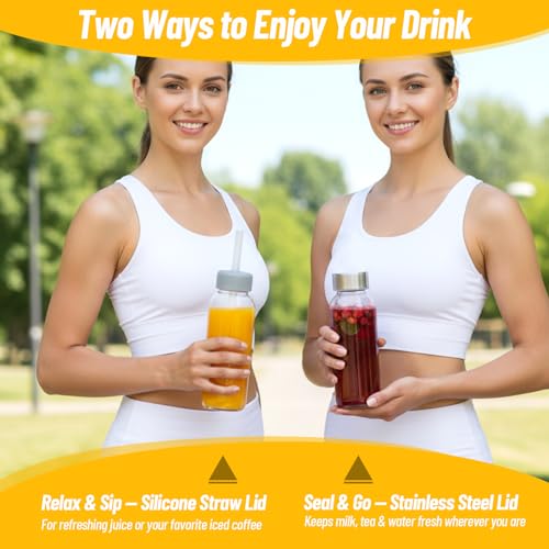 10 oz Glass Juice Bottles (Clear Glass Bottle 8 Pack / 10 Ounces)