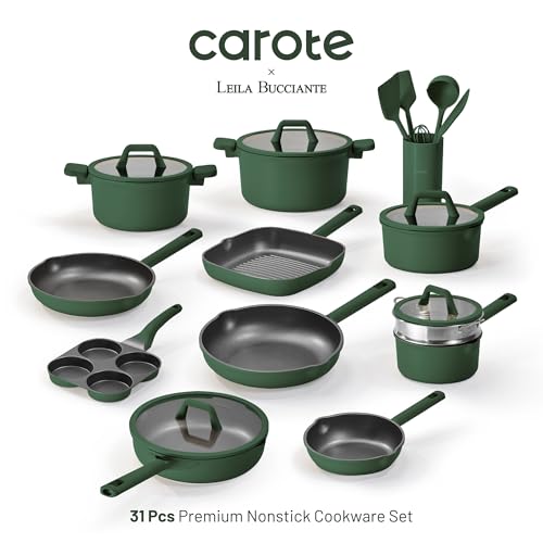 31pcs Pots and Pans Set (Green / 31 Piece)
