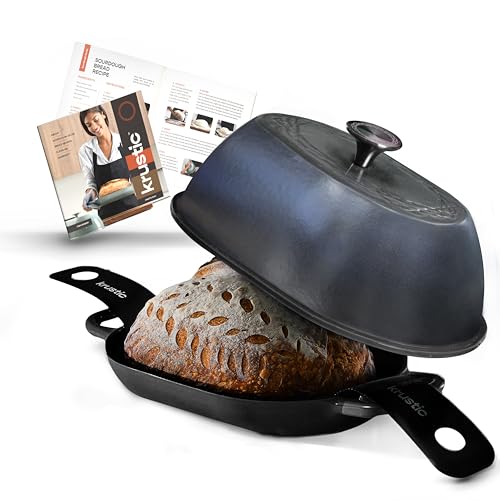 Enameled Cast Iron Dutch Oven for Professional Sourdough Bread Baking (Black)