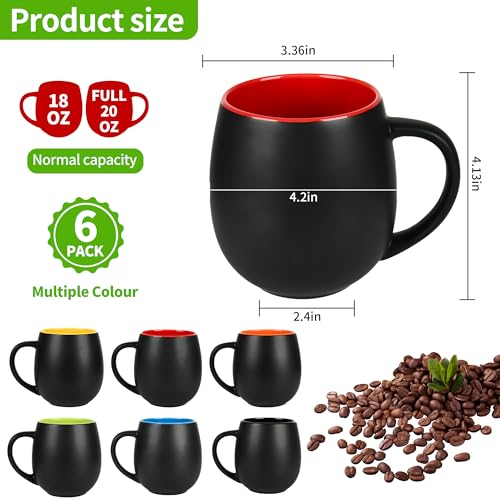 20oz ceramic Coffee Mug Sets Matte Black Porcelain Mug Multiple colors Cups for Coffee (20oz)