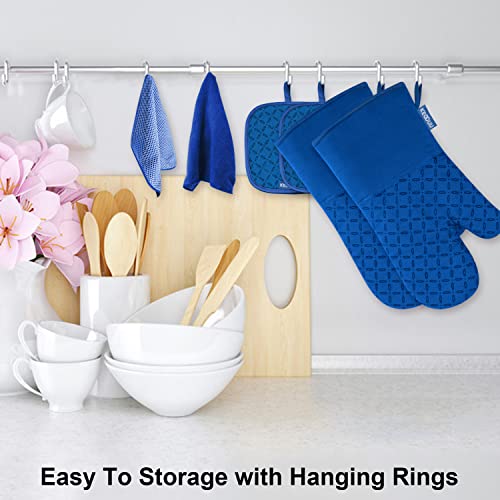 Oven Mitts and Pot Holders 6pcs Set (Royal Blue)