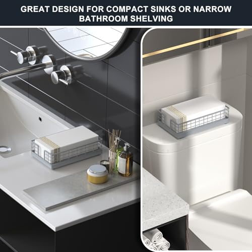 Guest Towel Holder Tray for Bathroom (Gray / 9.06 x 5.51 x 2.56 inches)