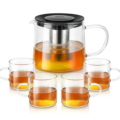 Glass Teapot 34oz (Teapot 34oz+4 Cups)