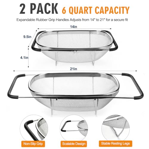 Over the Sink Colander (6-Quart Over the Sink Colander 2 PCS)