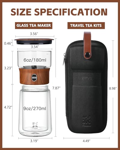 Glass Infuser Teapot (02-Teak Wood / 9oz)