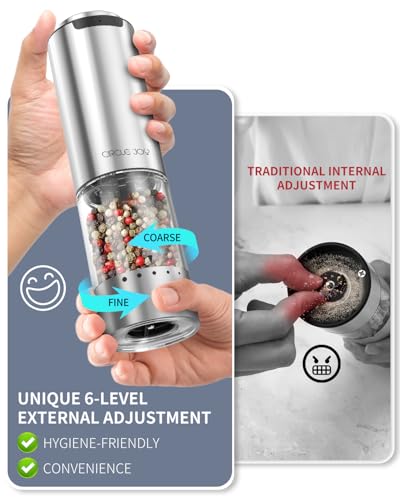 Electric Pepper Grinder Stainless Steel Rechargeable Pepper Mill with External Adjustable Coarseness (Rechargeable)