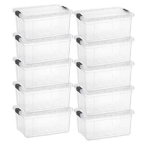 11 Quart Clear Plastic Storage Boxes with Lids (11 Quart)