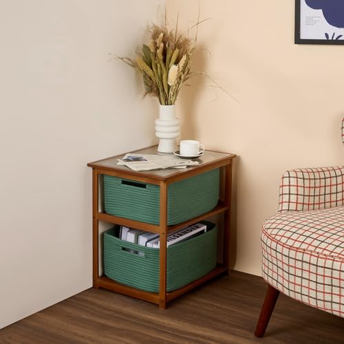 Large Storage Baskets for Organizing (4pcs-L17×W13×H7.5" / Green)