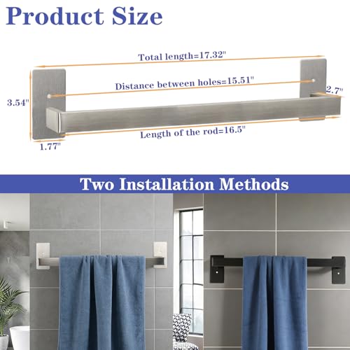 Bathroom Towel Bar Self Adhesive (Brushed Nickel / 16 IN)