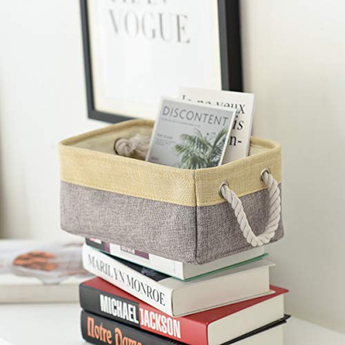 Storage Baskets for Organizing (Gold&Grey / 6PCS/Small -11.8Lx7.9Wx5.2H)