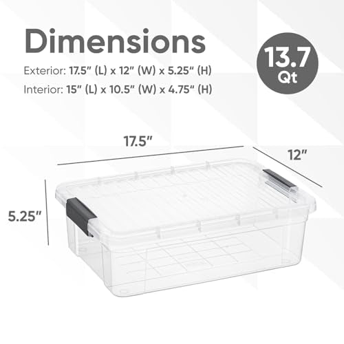 13.7 Quart Clear Plastic Storage Bin with Lid (13.7 Qt)