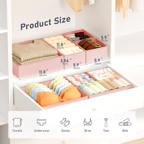 Drawer Organizer Clothes Storage (Pink / 28 Pack)