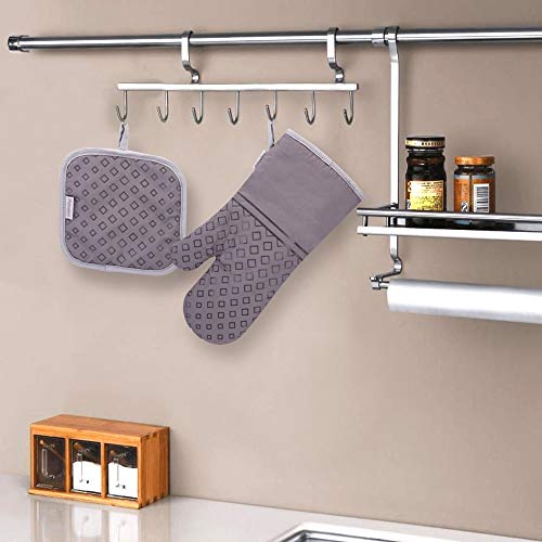 Set of 4 Oven Mitts and Pot Holders (Gray)