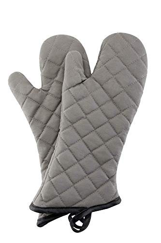 15" Terry Oven Mitts 1 Pair Flame Resistant Heat Resistant (Gray / 15 inch)
