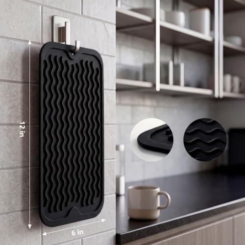 Silicone Dish Drying Mat for Multiple Usage (Black / 12"L x 6"W)