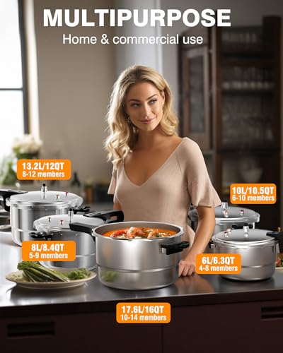 16Qt Aluminum Pressure Cooker w (16 Quarts)