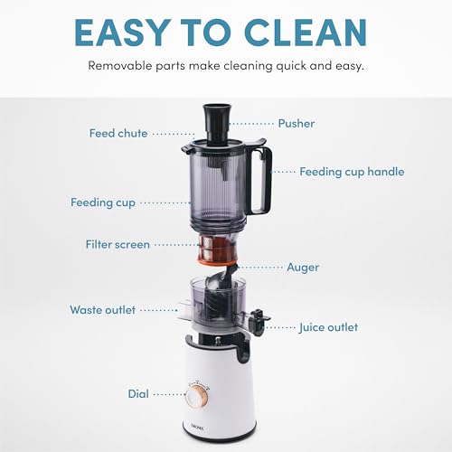 Cold Press Juice Machine Slow Masticating Fruit and Vegetable Juicer for Home with Large 4 (White)