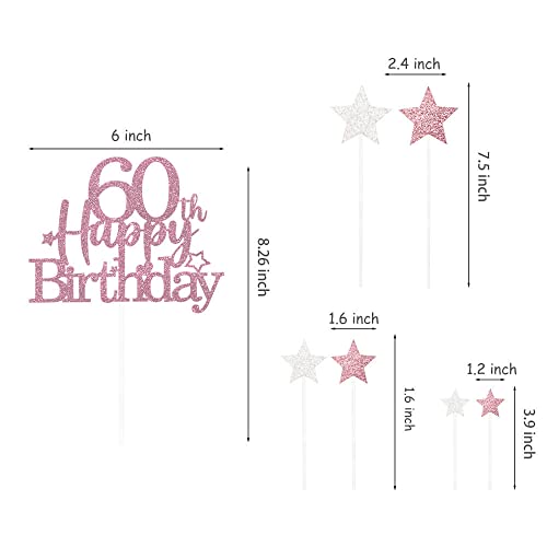 Rose Gold 60th Birthday Cake Topper (7 Count)