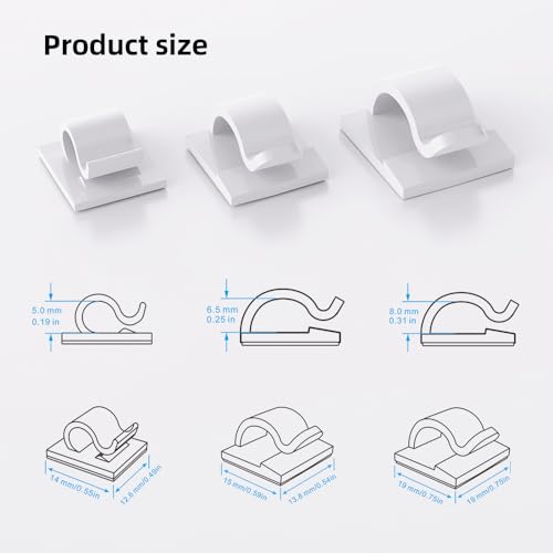 100 PCS White Adhesive Cable Clips Cord Organizer (100 Count)