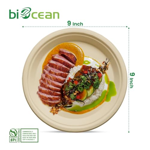 9 Inch Compostable Plates [125 Pack] (9In125PCNatural)