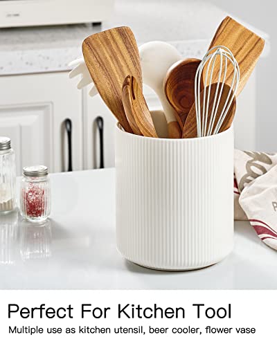 Large Kitchen Utensil Holder (Striped White / 7.2" H)