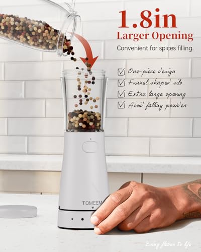 Electric Salt and Pepper Grinder Set with Storage Base (Matte White)