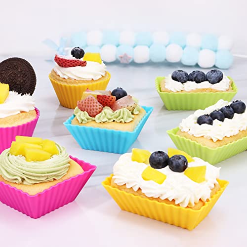 24Pack Silicone Muffin Baking Cups Cupcake Liners Lunch Box Bento Dividers (Colorsful / Large Size)