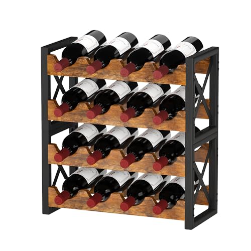 2-in-1 Wine Rack Countertop, Small Wine Rack Organizer Holder, Wooden Wine Rack Inserts for Cabinet, Stackable Wine Rack for Kitchen,Home Bar (Modern)