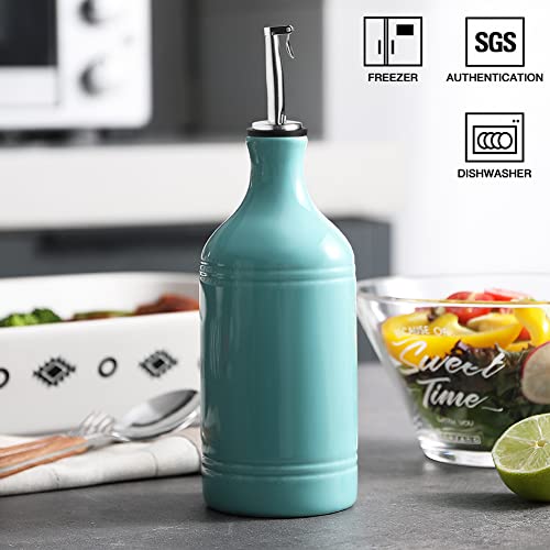 Sweejar Ceramic Olive Oil Dispenser Bottle (15.5 oz, Set of 1 / Turquoise)