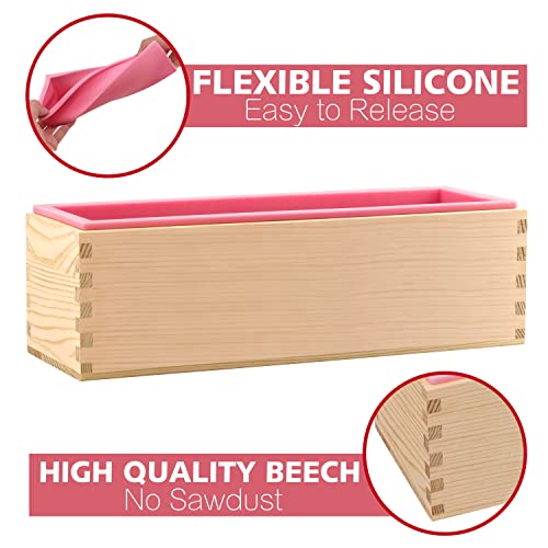 Rectangular Soap Mold Kit with Cutter (Pink+Silver - Rectangle)