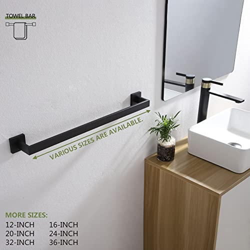 20 Inch Single Towel Bar (Matte Black / 20-Inch (2 Pack))