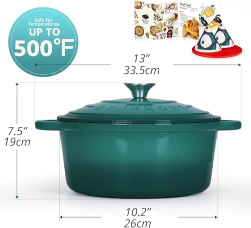 Enameled Cast Iron Dutch Oven (5.5 Quart / Bottle green)