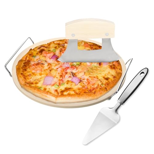Delux Pizza Stone Set with Pizza Cutter Pizza Server