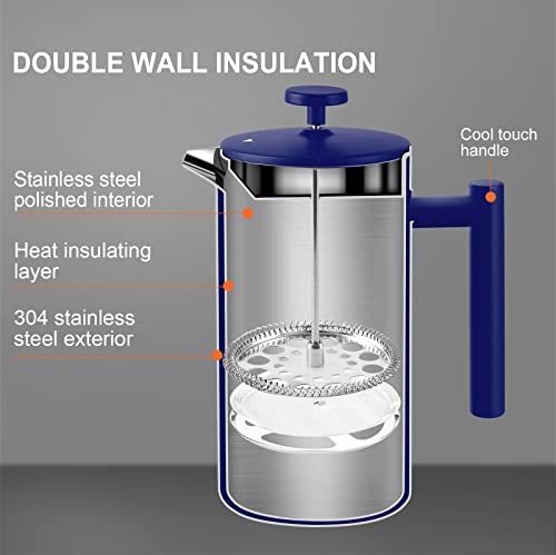 French Press Coffee Maker (Blue / 34 oz)