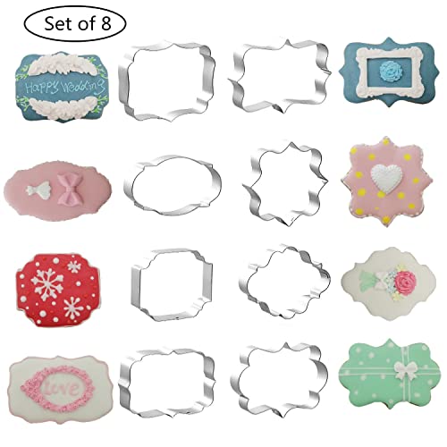 Fancy Plaque Frame Shaped Cookie Cutters Set Stainless Steel 8Pcs