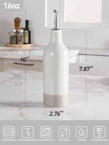 16oz Ceramic Oil Dispenser Bottle (White / 1 Piece (Milkyway))