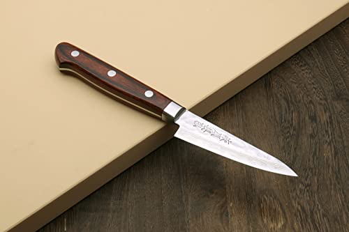 VG10 16 Layer Hammered Damascus Stainless Steel Paring Utility Knife (3.2" / Mahogany Handle)