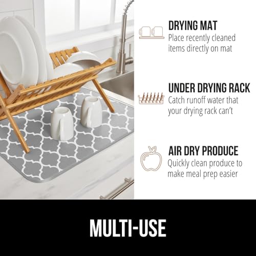 Ultra Absorbent Microfiber Dish Drying Mat (18" x 16" / Microfiber / Quatrefoil)