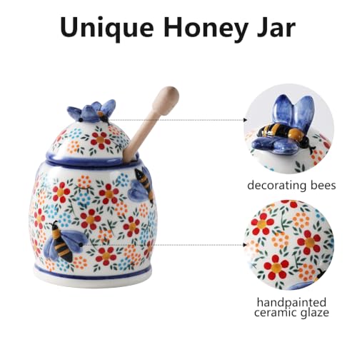 10oz Spring Delight Handmade Ceramic Honey Jar (Spring Delight)