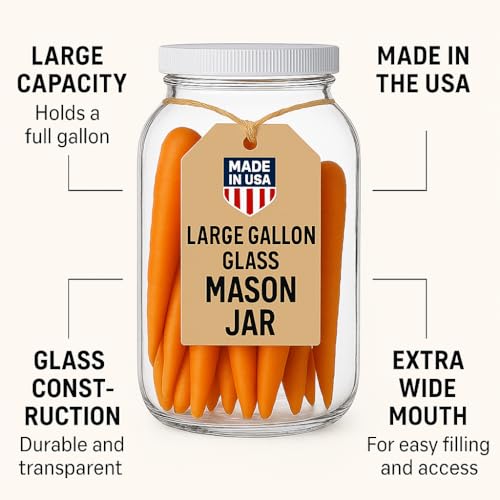 1 Gallon Glass Jar Wide Mouth with Airtight Foam Lined Plastic Lid (Clear / Pack of 4)