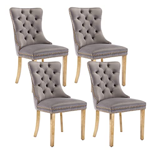 Grey Velvet Dining Chairs Set of 4 (Classic Gray)