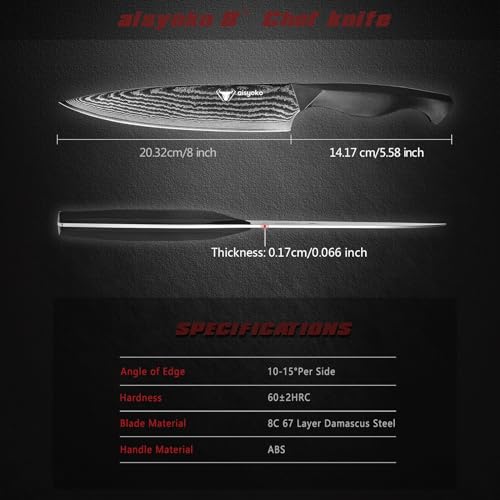 Professional Chef Knife 8 "Damascus Kitchen Knife 8C High carbon stainless steel Super sharp (8" Chef Knife)
