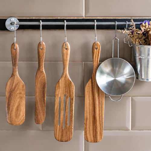 Spurtle Set Natural Acacia Wooden Kitchen Utensils Set of 4