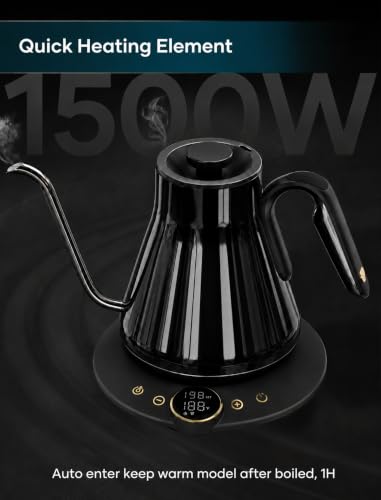 Gooseneck Electric Kettle with ±1℉ Temperature Control 0.9 Liter (Soulages Black)