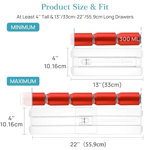 4" High Drawer Dividers for Clothes (4" H,13-22" L)