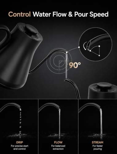 FLOW B9 Gooseneck Electric Kettle ±1°F Temperature Control (Matte Black)