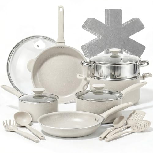 20 Pc Pots and Pans Set Non Stick Cookware Set with Steamer