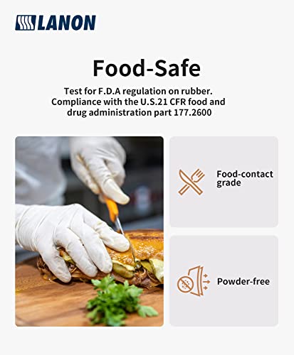 LANON Food Safe White Disposable Nitrile Gloves (Large (Pack of 100))